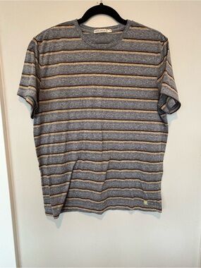 Marine Layer Blue Heather Striped Short Sleeve Tee